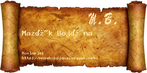 Mazák Bojána névjegykártya